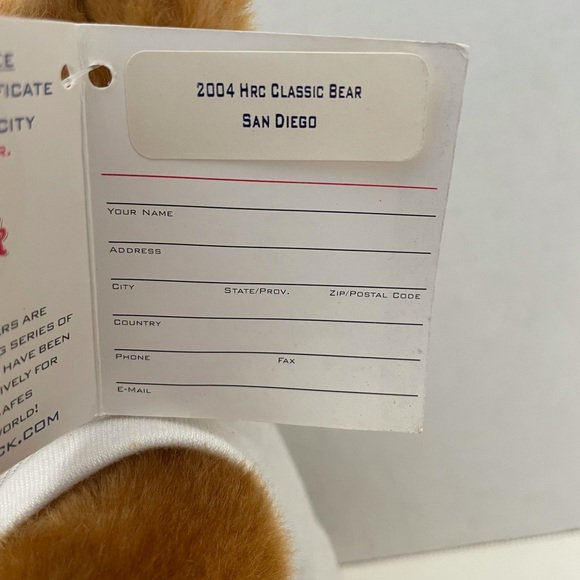 Hard Rock Cafe Plus Bear, 2004, San Diego, With Tags. - Picture 3 of 4